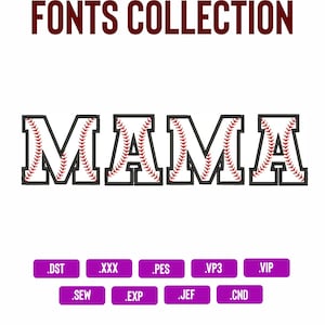 Baseball Letter Embroidery Design: Applique Font (Digital Download, 4 Sizes A-Z & 0-9)