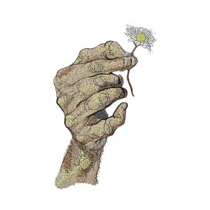 Hand Holding Flower Embroidery Design: Floral Machine Embroidery (Digital Download)