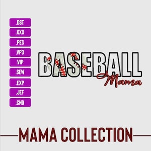 Baseball Mama Embroidery Design: Realistic Applique (Digital Download)
