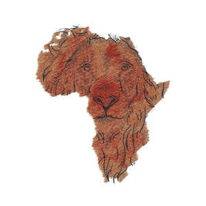 Mapa del tigre africano Diseños de bordados Máquina de cara de tigre Bordado Diseños digitales