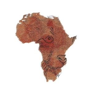 Mapa del león africano Diseños de bordados Máquina de cara de león Diseños de bordado Archivo digital Descarga instantánea