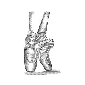 Ballet Shoes Embroidery Design: Dancing Embroidery Pattern (Digital File)