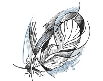 Feather Embroidery Design: Artistic Digitized File (5x7 Hoop)
