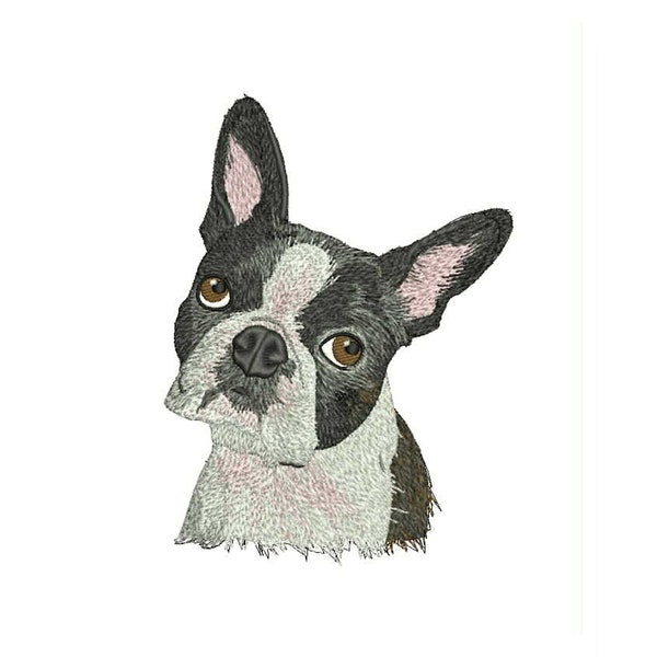Boston Terrier Dog Embroidery Designs Dog face T-Shirt Machine Embroidery Designs Digital File Téléchargement instantané