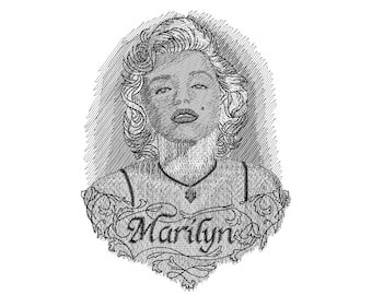 Diseño de bordado de Marilyn Monroe: Arte de cantante (archivo digital)