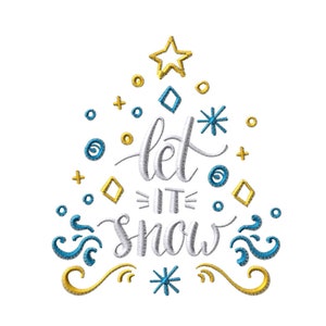 Let It Snow Christmas embroidery design, Machine Embroidery designs Colorful Christmas designs