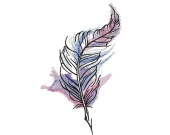 Feather Multicolor Embroidery Design: Artistic Machine Embroidery (Digital File)