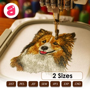 Sheltie Hund Stickdatei für die Stickmaschine