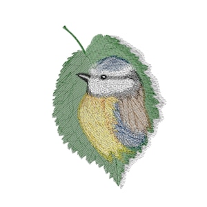Bird in Leave embroidery design