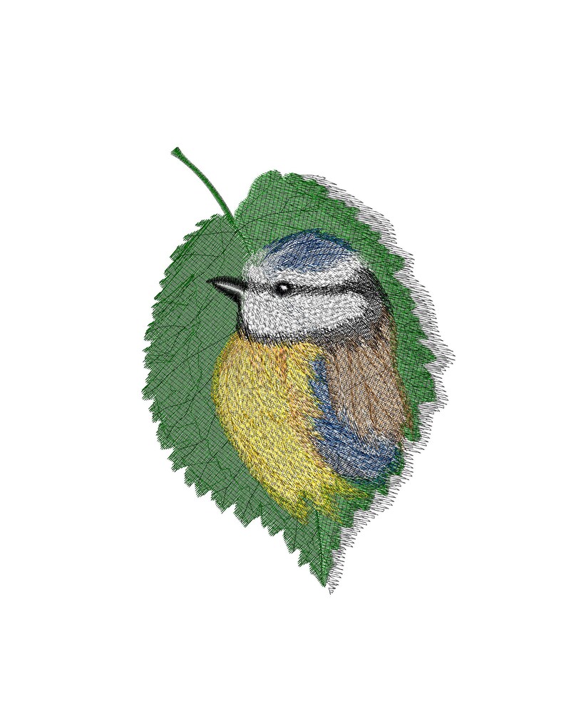 Bird in Leave embroidery design
