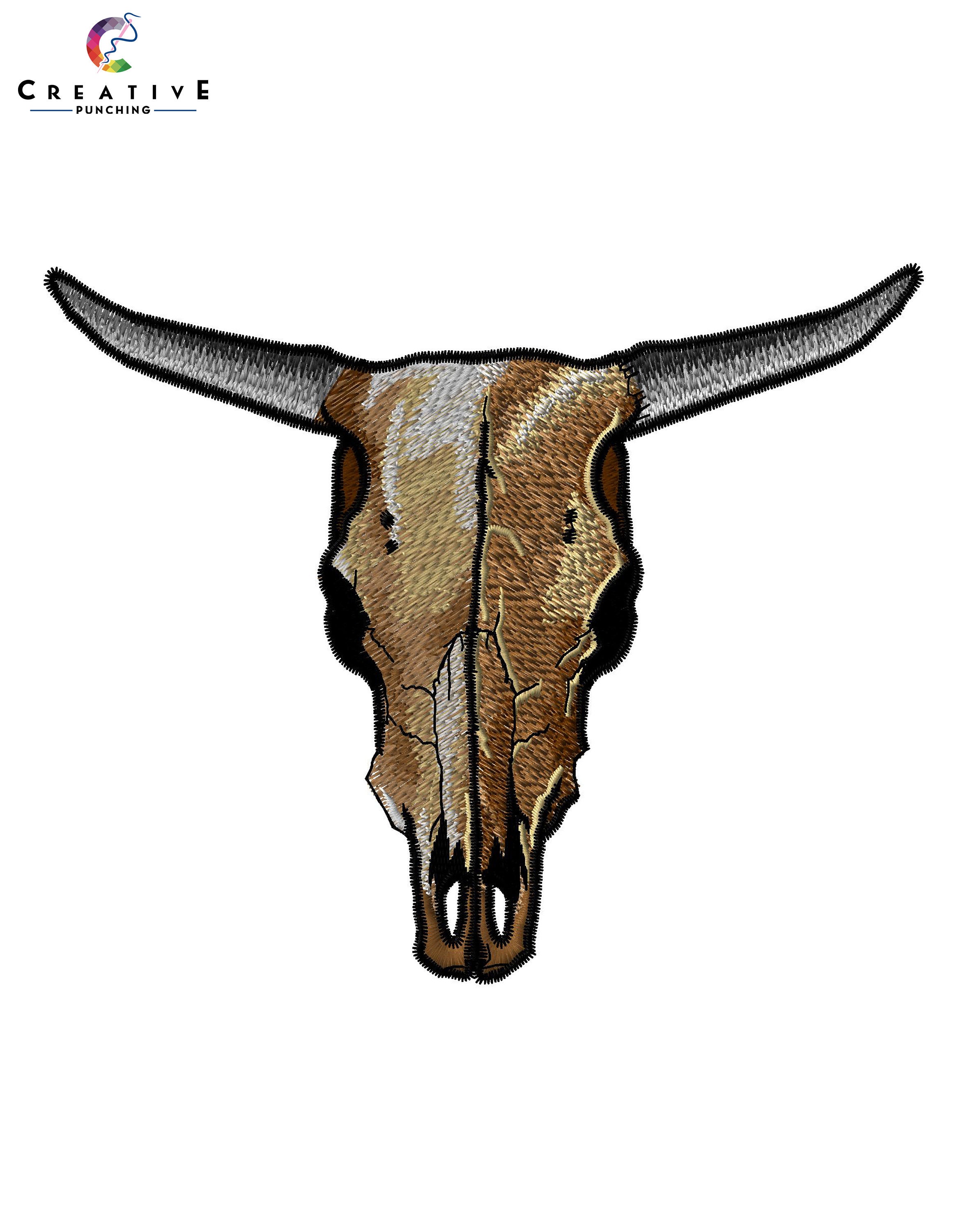 Cow Skull Embroidery Design: Western Skeleton (digital File) - Etsy