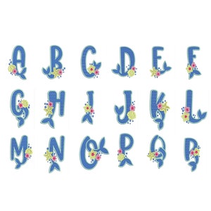 Mermaid Sea Font Embroidery Alphabets  Designs font T-Shirt Machine Embroidery Digital File Instant Download