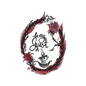 Be My Guest Embroidery Design: Floral Teacup (Digital File)