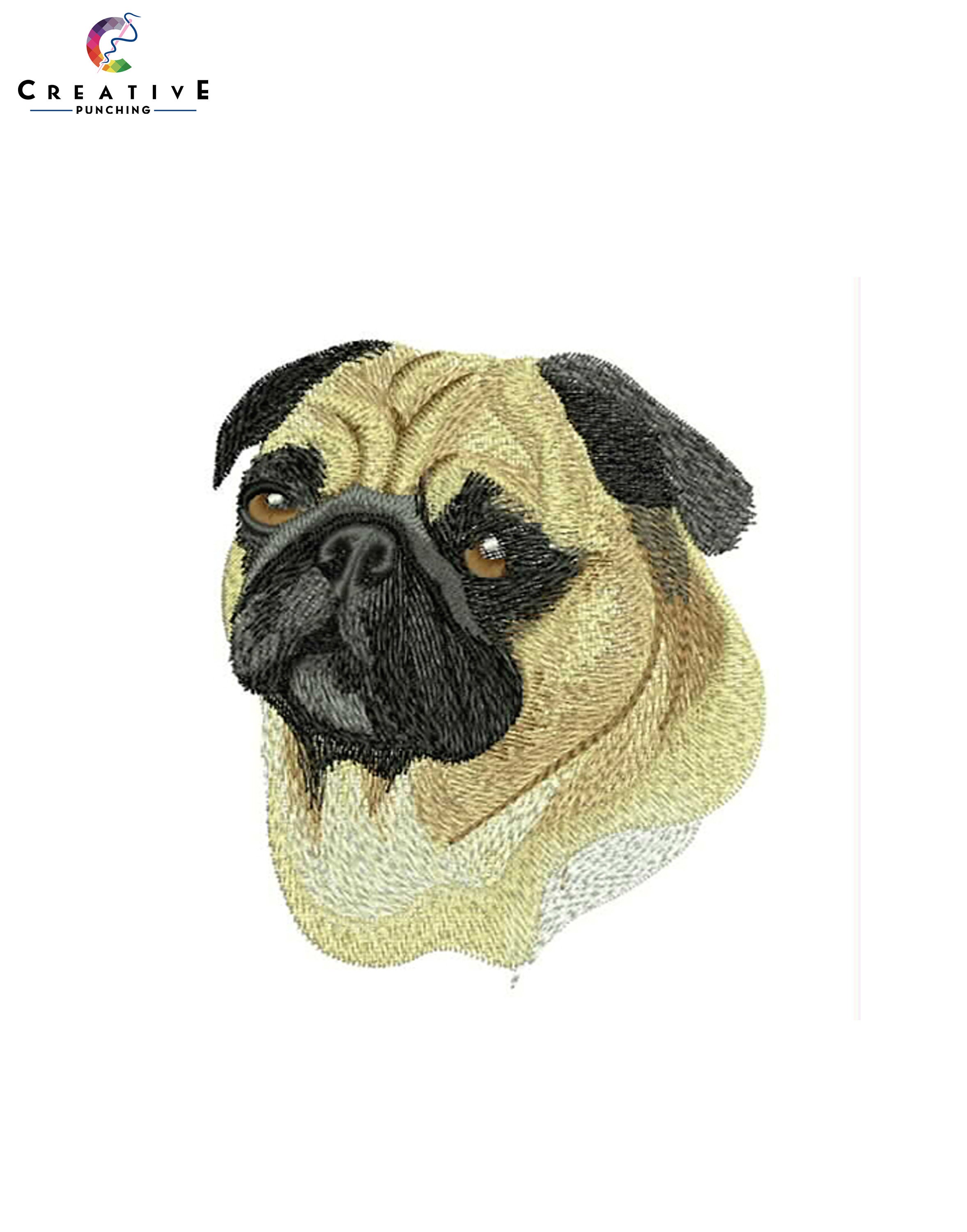 Pug and Butterfly Line Sketch Machine Embroidery Design 2 Sizes Instant  Download 