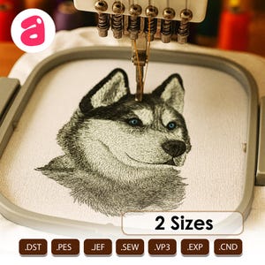 Siberian Husky Dog Machine Embroidery Design