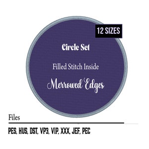 Circle Filled Frame Patch Merrowed Border Machine Embroidery  Designs Digital File Instant Download