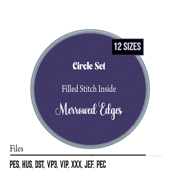 Fantasy Circle Frame Embroidery Design: Merrowed Edge Patch (Digital Files)