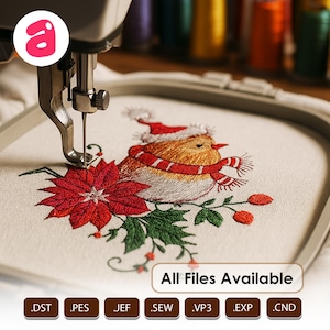 Christmas Bird Machine Embroidery Design