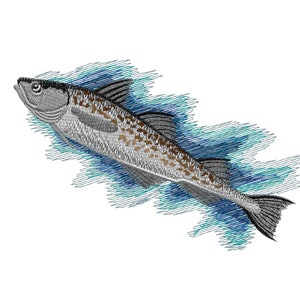 Broderidesign av Alaska Pollock – Fiskekonst, Byliv (Digitala Designer)