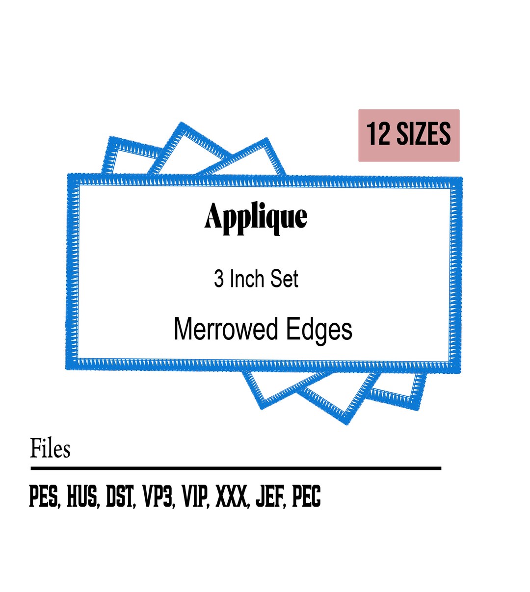 Rectangle Frame Patch Set Merrowed Border Embroidery Designs Patch ...
