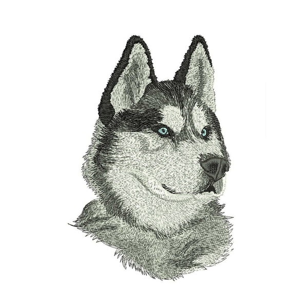 Siberian Husky Dog Embroidery Designs Dog face T-Shirt Machine Embroidery Digital File Instant Download