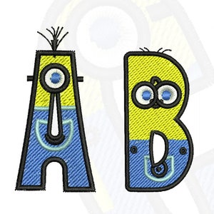 Minions Embroidery Alphabetic Font Designs Machine Embroidery Fonts File Instant Download