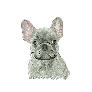 French Bulldog Embroidery Design: T-Shirt Machine File (Digital Download)