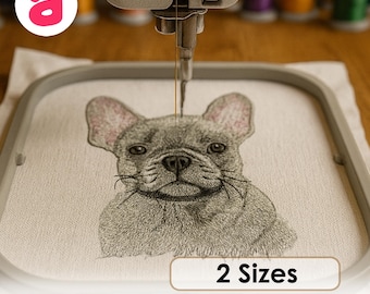 フレンチブルドッグの機械刺繍ファイルデザイン - 4 x 4 インチの