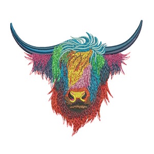 Colorful Highland Cow Embroidery Designs Colorful Highland Cow Machine Embroidery Designs Digital File Instant Download