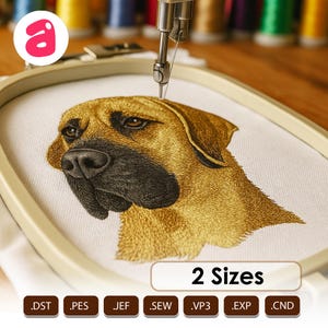 Dane Floral Embroidery Design, Dog Machine Pattern (Digital File