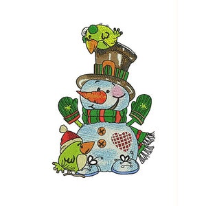 Christmas Santa  - Machine Embroidery Design - Santa with birds - Christmas Embroidery Designs