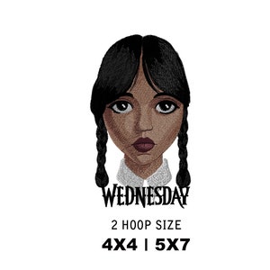 Wednesday Addams Family Embroidery Designs HOOP Size 4x4 , 5x7 Wednesday Addams Family Machine Embroidery Designs Digital File