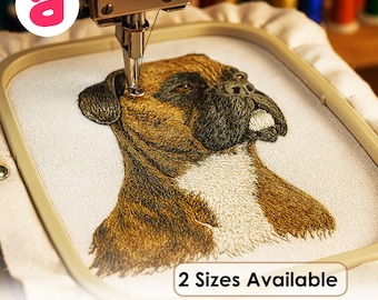 ボクサー犬の機械刺繍デザイン、2サイズ