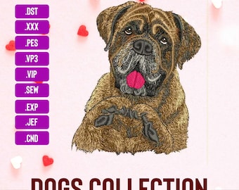 English Mastiff Embroidery Design: Realistic Pet Embroidery (Digital Download)