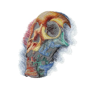 Colorful Skull Embroidery Design: Machine Embroidery File (5x7 Hoop)