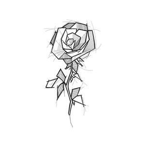 Esboço de desenho de bordado de rosas: aplique de flores (arquivo digital)