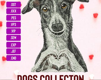 Whippet Greyhound Embroidery Design: Realistic Pet Dog (Digital Download)