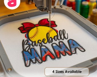 Baseball Mama Machine Embroidery Design (4 Sizes )