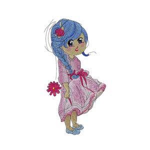 Petite fille Broderie Designs Mignon Fille Applique Broderie Designs Fichier numérique Téléchargement instantané