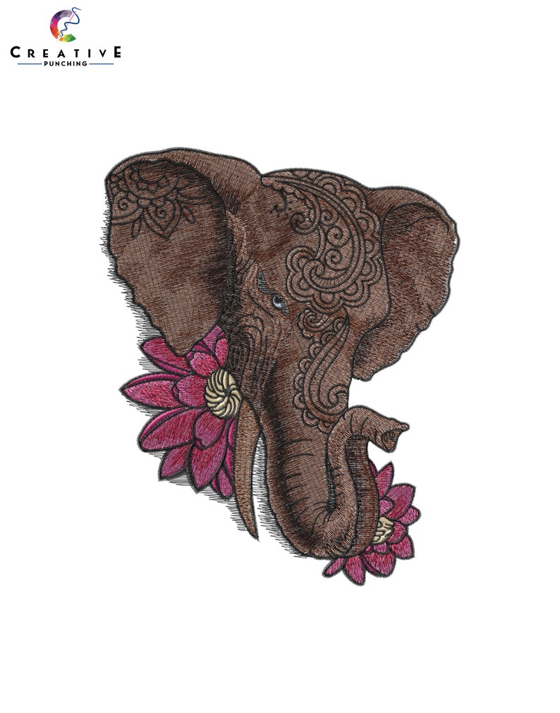 Elephant Face Embroidery Designs Wonderful Applique embroidery Digital file Instant Download