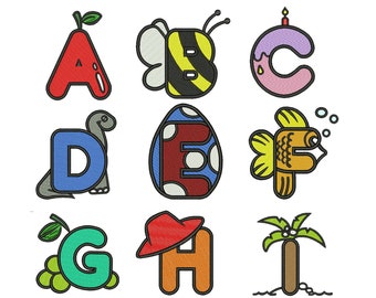Alphabet letters embroidery fonts
