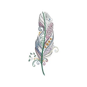 Colorful Feather Embroidery Design: Machine Embroidery (Digital Designs)