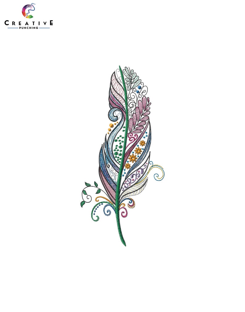 Colorful Feather Embroidery Designs wonderful Machine Embroidery Digital Designs