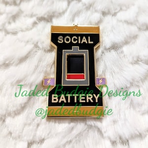 Original Introvert's Interactive Social Battery Enamel Pin