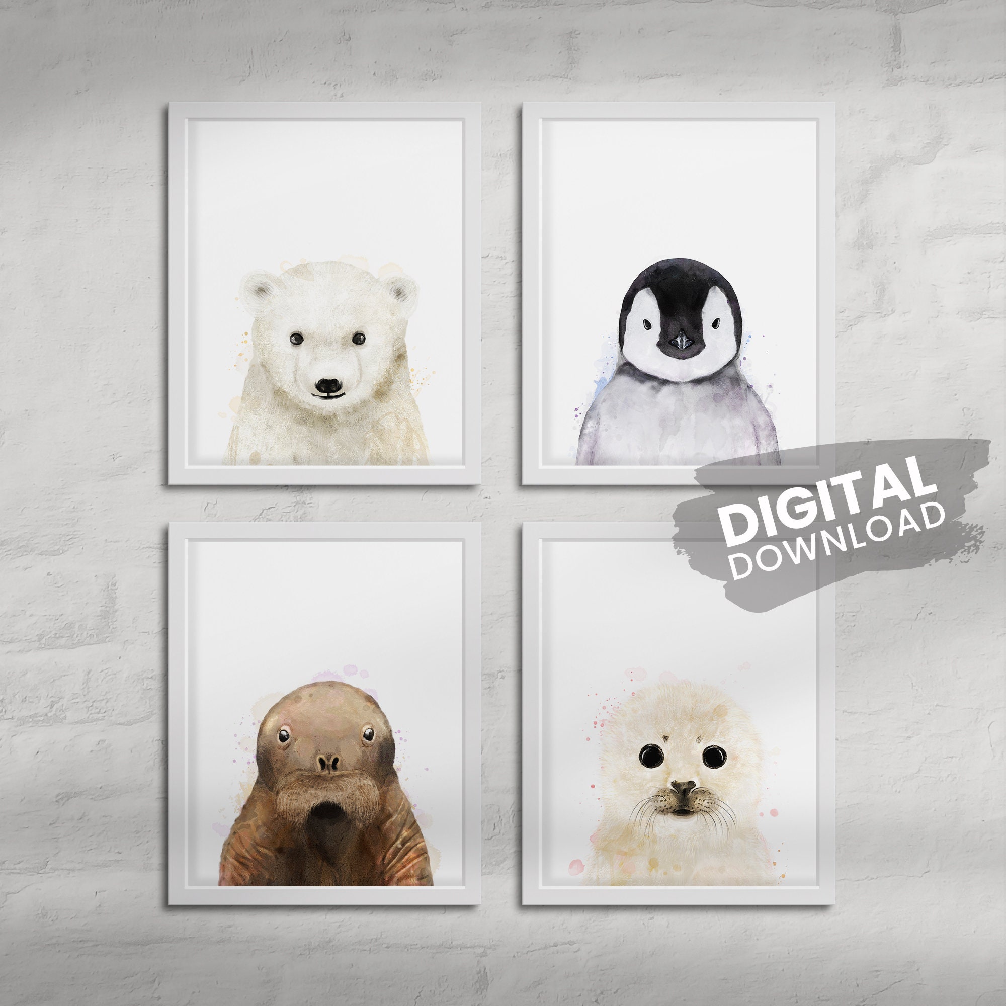 Baby Arctic Animal Nursery Decor Digital Download Print Set Etsy