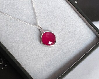 Sterling Silver and Pink Quartz Pendant, With Sterling Silver 18" Chain Necklace