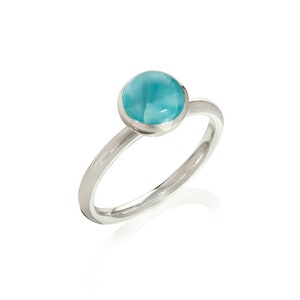 Sterling Silver and Larimar gemstone Luna Ring