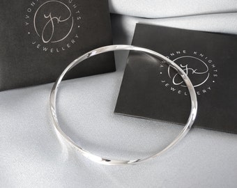 Handmade Sterling Silver Twisted Bangle. Hallmarked Sterling Silver.