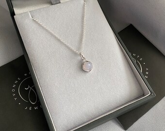Handmade Blue Lace  Agate & Sterling Silver Pendant on an 18" Chain. Blue Agate Necklace. Ethically sourced gemstone. Agate necklace.