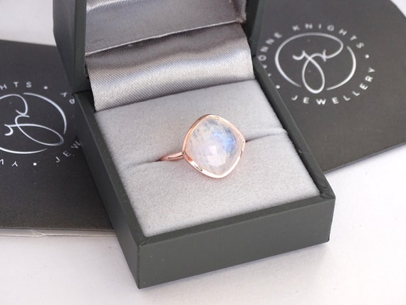 Rose Gold Vermeil and Sterling Silver Ring Rainbow Moonstone Large Stacking  Ring Handmade Natural Moonstone Ring Trendy Rings - Etsy